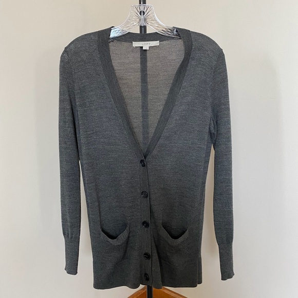 LOFT Sweaters - LOFT Button-down Boyfriend Cardigan Grey S
